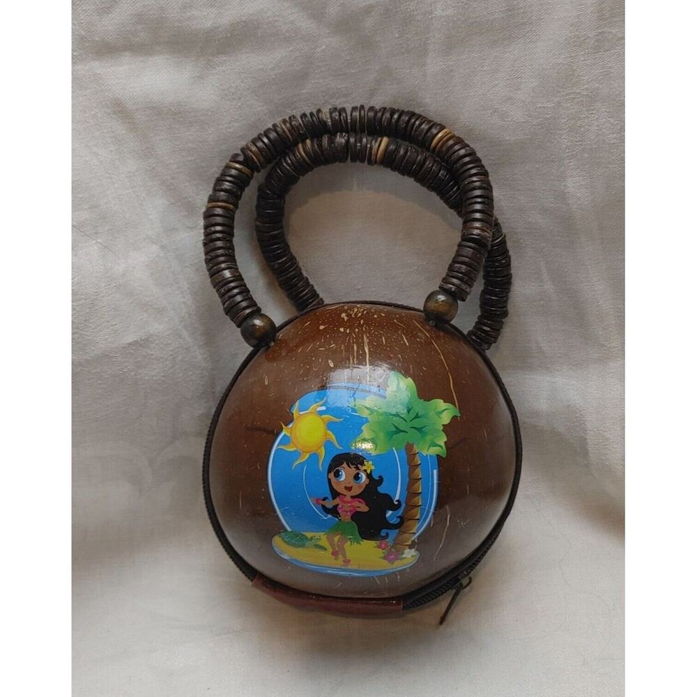 VTG Coconut Hula Girl Shell Retro Hawaii Island Tropical Costume Boho Handbag